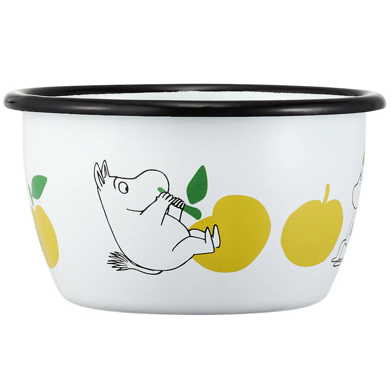Moomin Joyfull Apples Emaljskål 3 dl, Gul