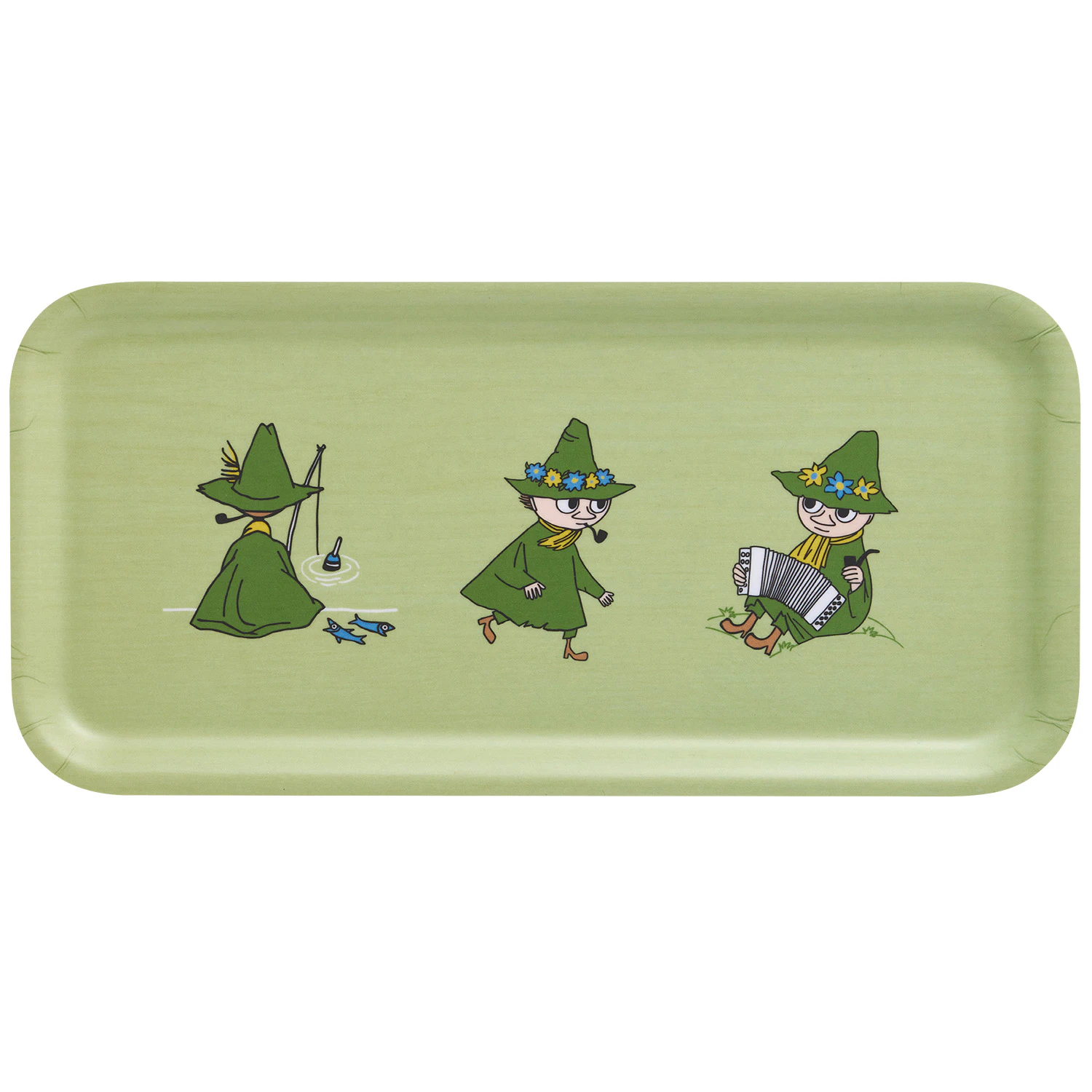 Muurla Moomin Retro Bricka 27x13 Cm - Brickor Björkfanér Grön