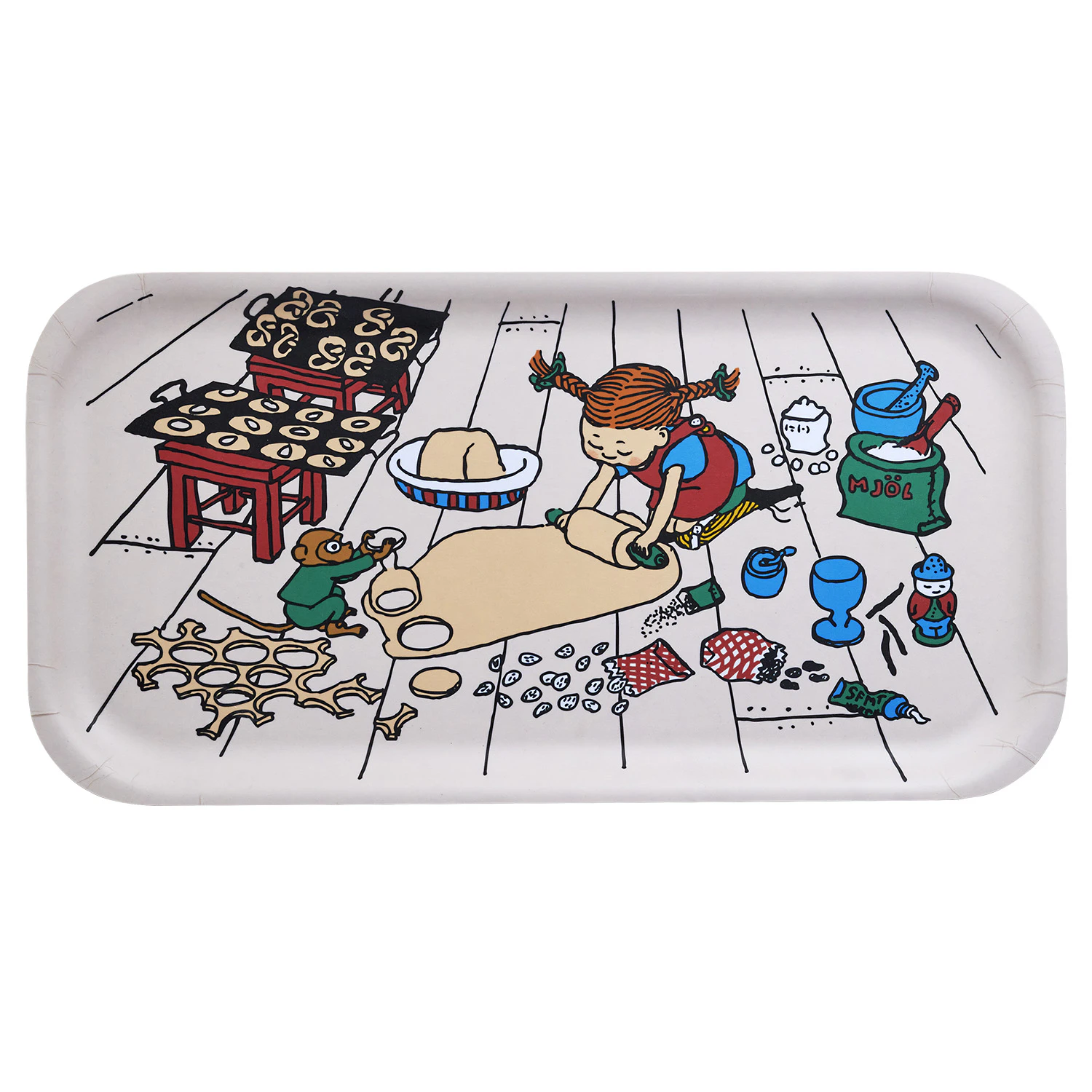 Muurla Pippi Bricka 43x22 Cm - Brickor Björkfanér Multi