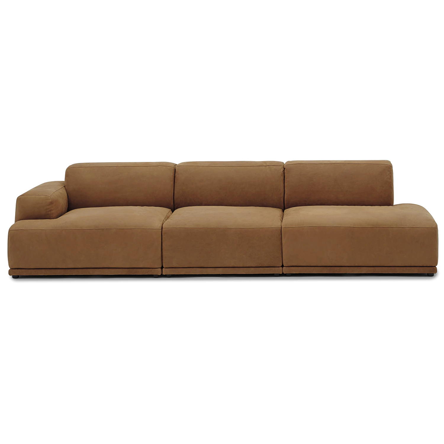 Muuto Connect Soft Modul&auml;r 3-sitssoffa Med &Ouml;ppen H&ouml;gersida Grace Leather Cognac - 3-sitssoffor L&auml;der Konjak