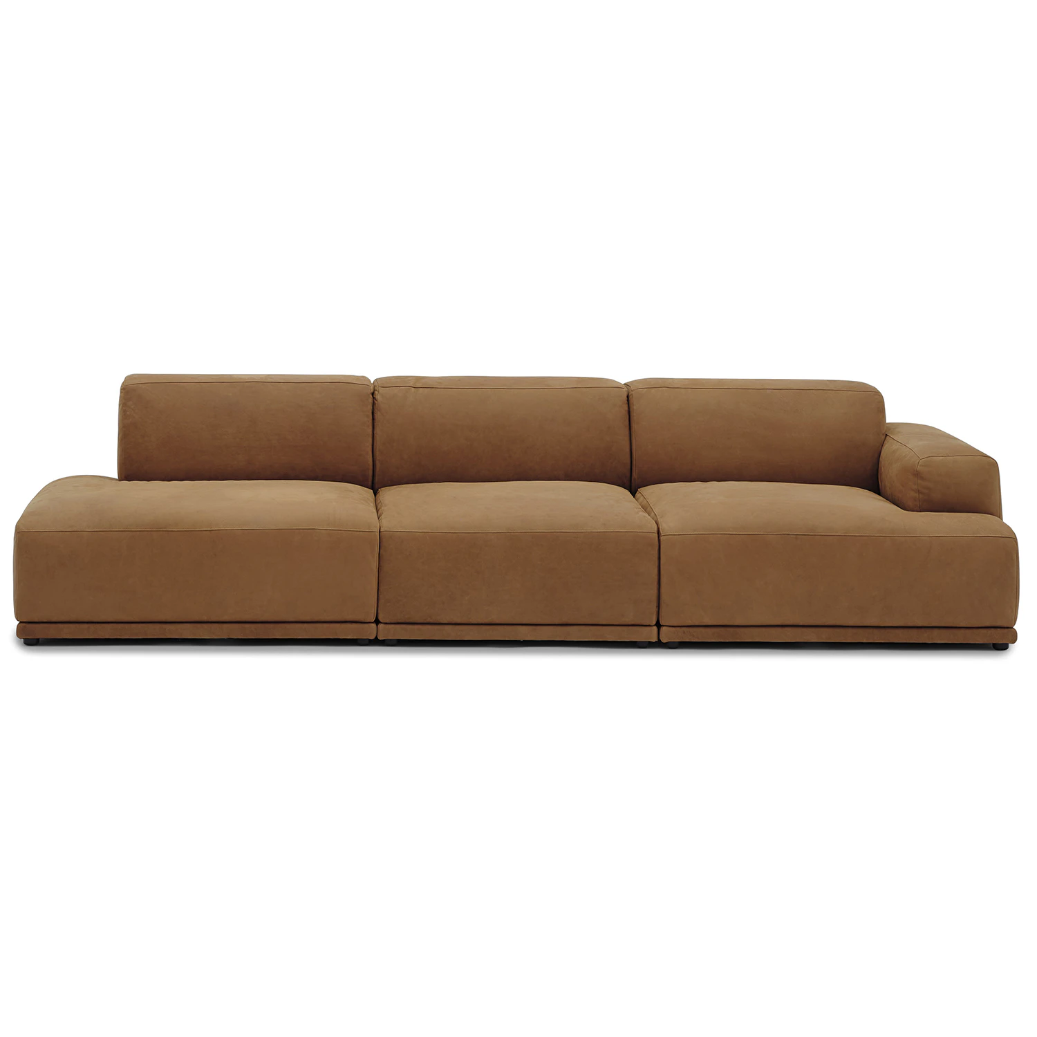 Muuto Connect Soft Modul&auml;r 3-sitssoffa Med &Ouml;ppen V&auml;nstersida Grace Leather Cognac - 3-sitssoffor L&auml;der Konjak