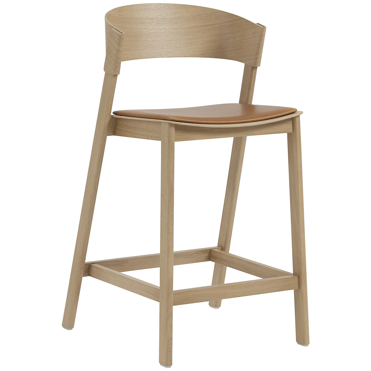 Muuto Cover Barstol Med Ryggst&ouml;d 65 Cm / Konjak L&auml;der - Barstolar Ek
