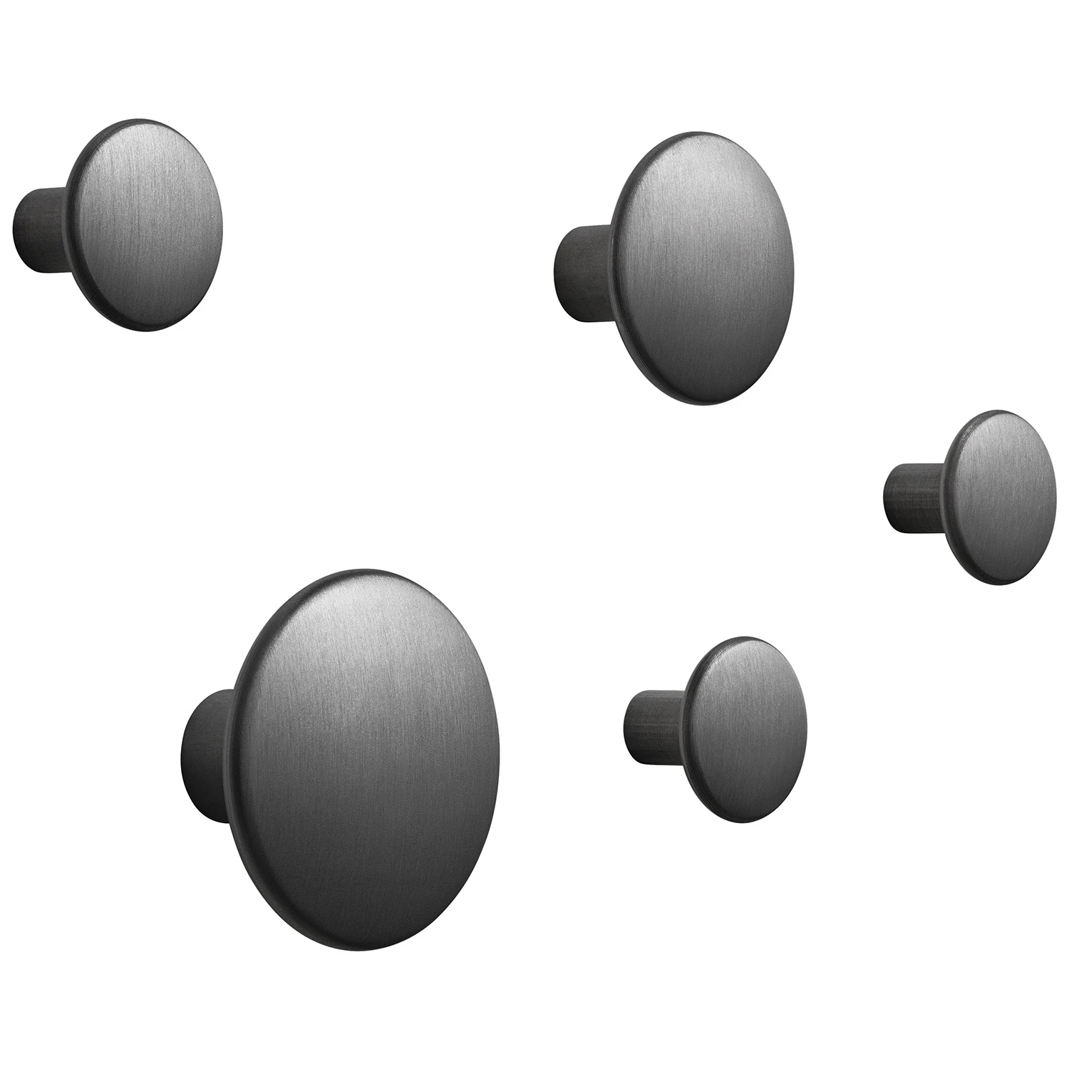 Muuto Dots Krokar Metall 5-pack - Krokar & galgar Aluminium Svart