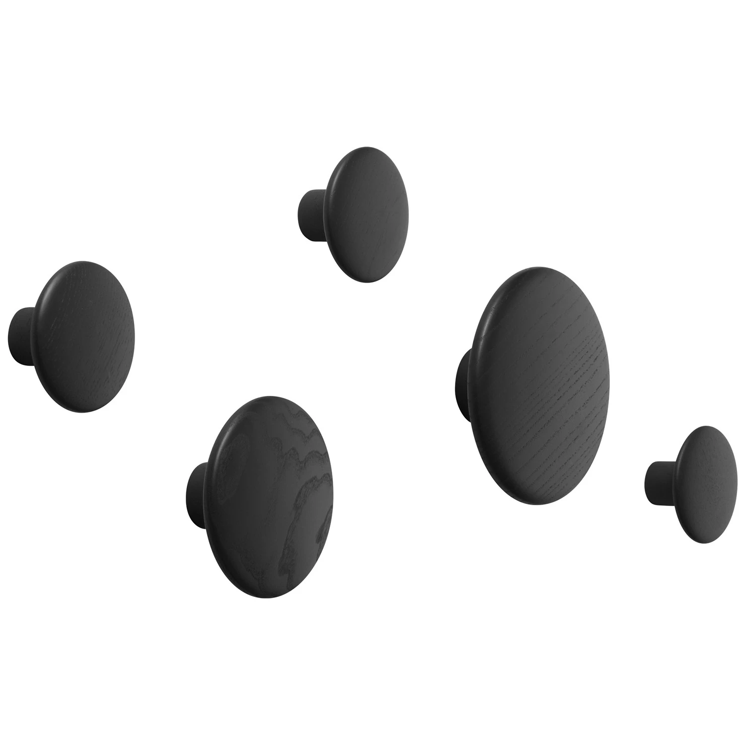 Muuto Dots Wood Krokar Trä 5-pack - Krokar & galgar Ask Svart