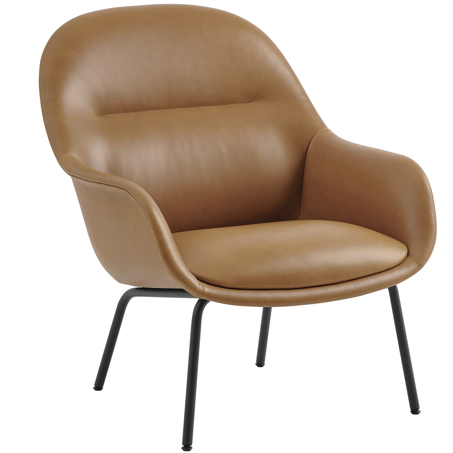 Muuto Fiber F&aring;t&ouml;lj Refine Konjak / - L&auml;der Svart