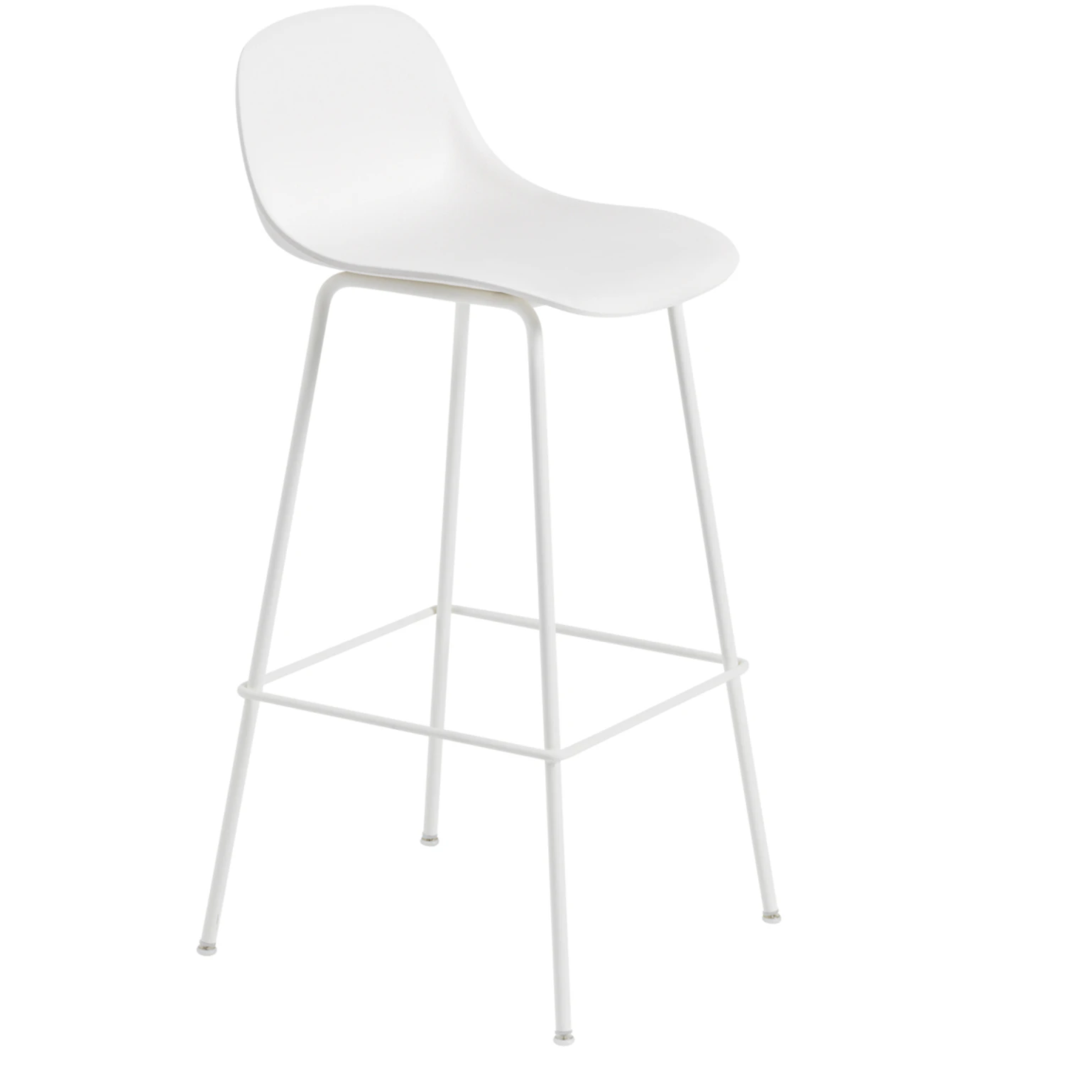 Muuto Fiber Tube Barstol Med Ryggst&ouml;d 75 Cm Natur / - Barstolar &Aring;teranv&auml;nd Plast Vit