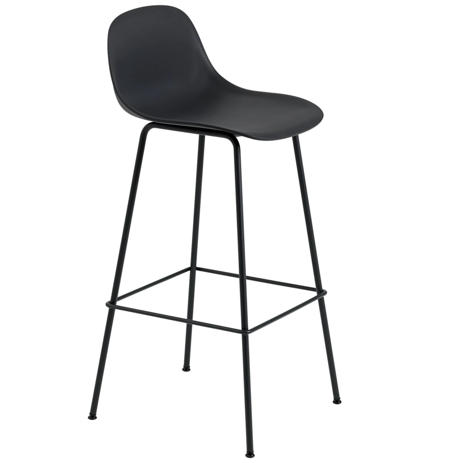 Muuto Fiber Tube Barstol Med Ryggst&ouml;d 75 Cm / Antracit - Barstolar &Aring;teranv&auml;nd Plast Svart