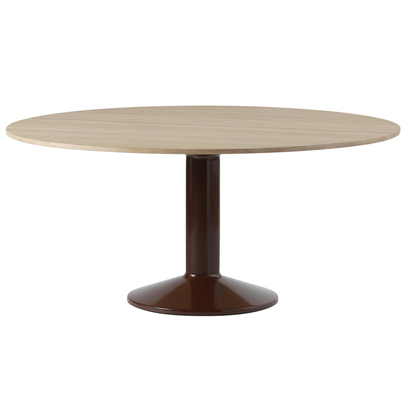 Midst Matbord Ø160 cm, Oljad Ek / Mörkröd