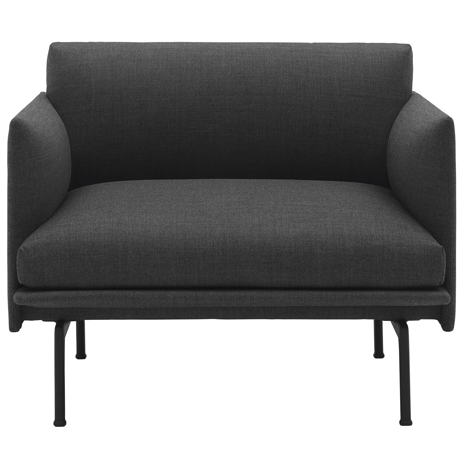 Muuto Outline F&aring;t&ouml;lj Svart Aluminium / Remix 163 - F&aring;t&ouml;ljer Nyull M&ouml;rkgr&aring;