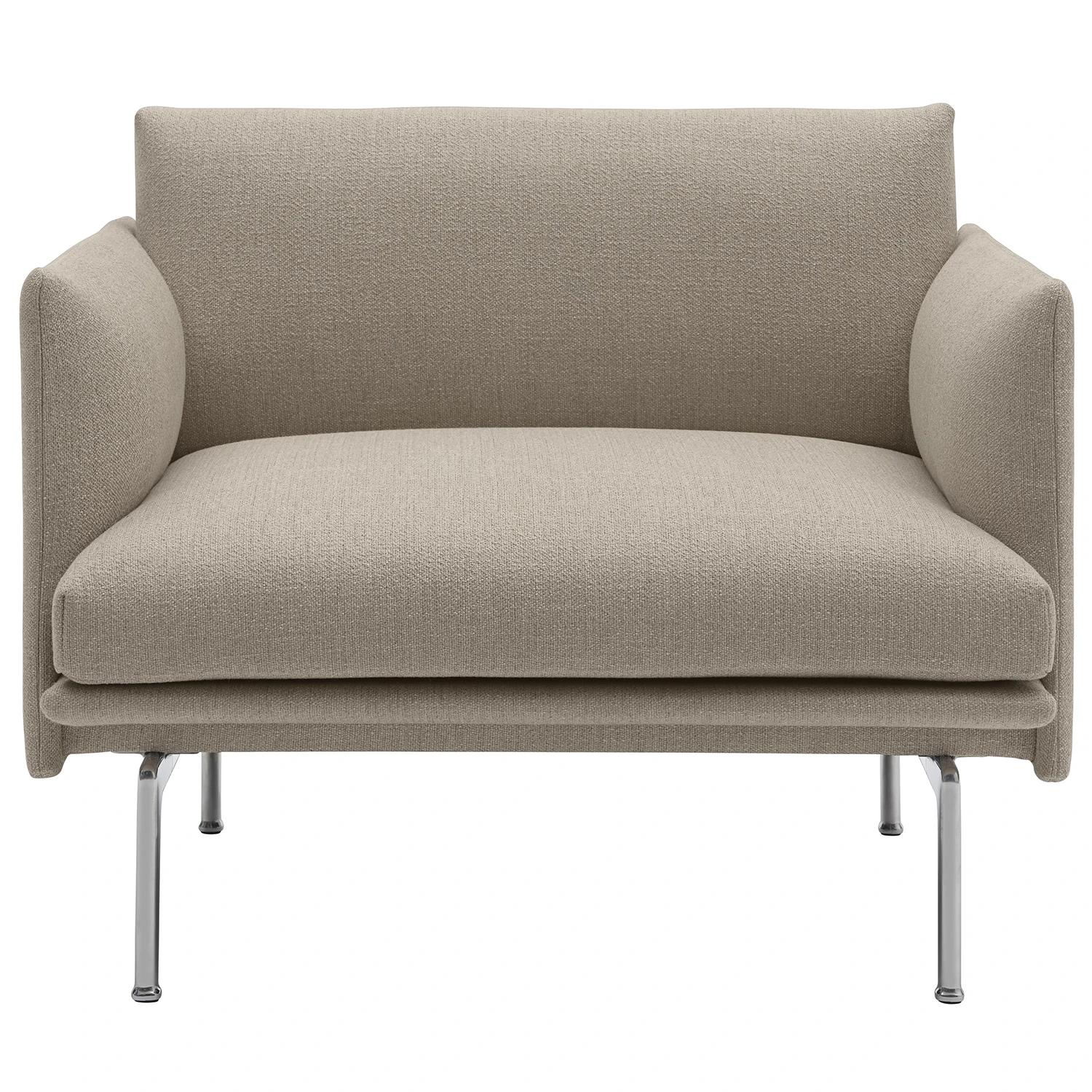 Muuto Outline F&aring;t&ouml;lj Polerad Aluminium / Ecriture 240 - Polyakryl Beige