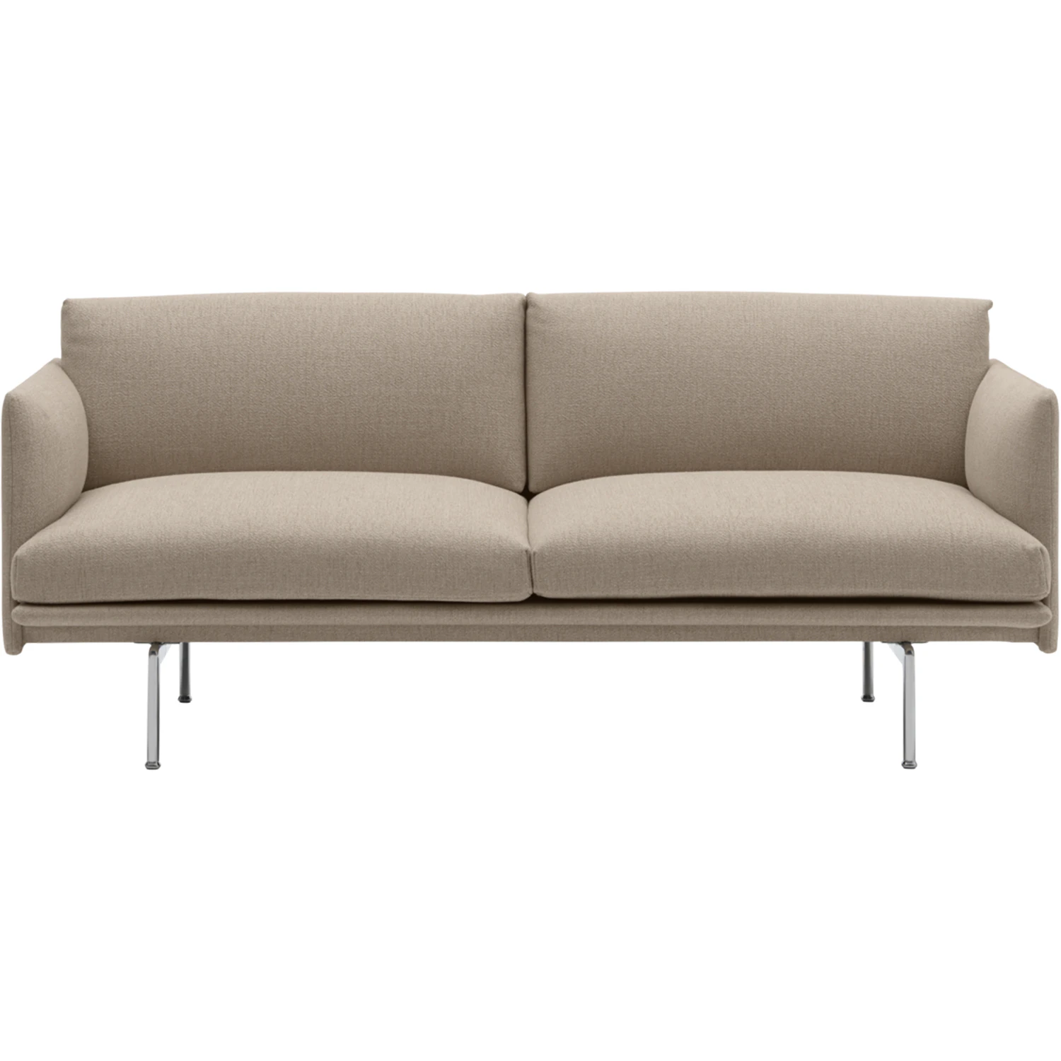 muuto outline sofa / 2-seater - polished aluminum base - ecriture 240/polished aluminum - 2-sitssoffor polyakryl beige