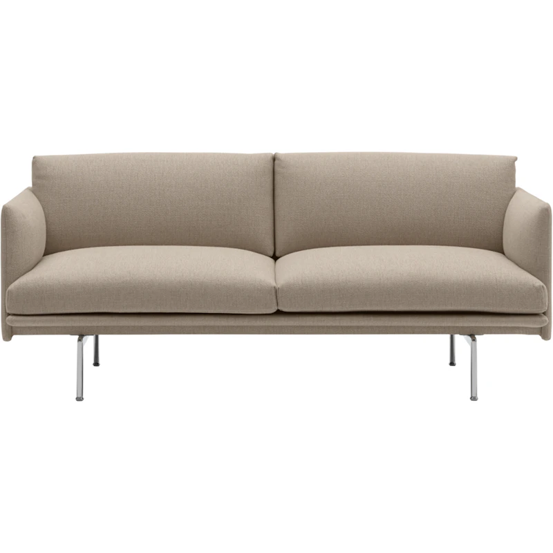 Outline Sofa / 2-Seater - Polished Aluminum Base - Ecriture 240/Polished Aluminum