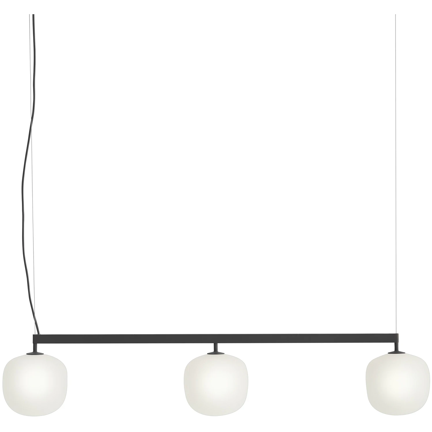 Muuto Rime Pendellampa Med Skena - Pendellampor Munblåst Glas Svart