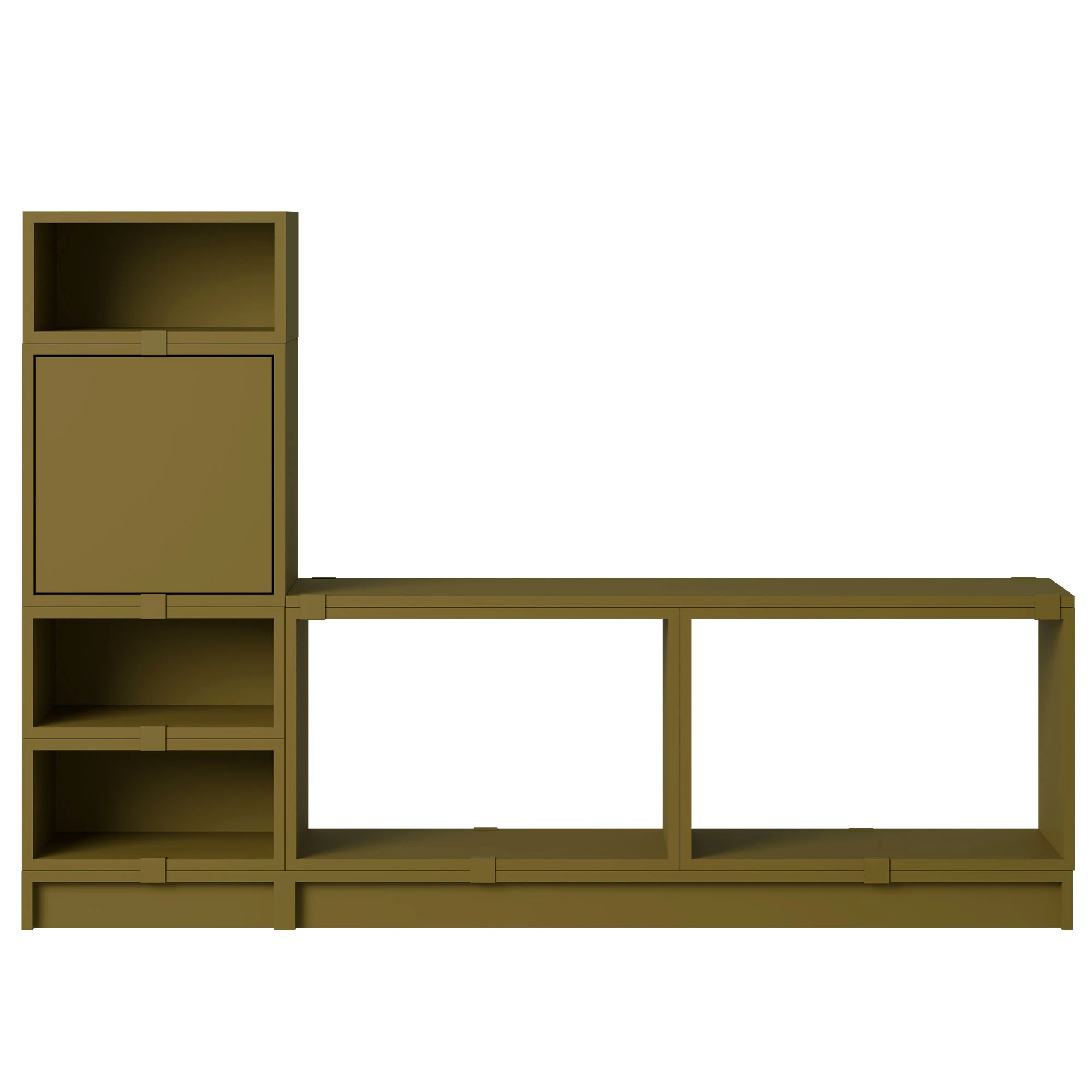 Muuto Stacked Configuration 1 Hallmöbel Mörkgrön - Bokhyllor Pu-lackerad Mdf Brungrön