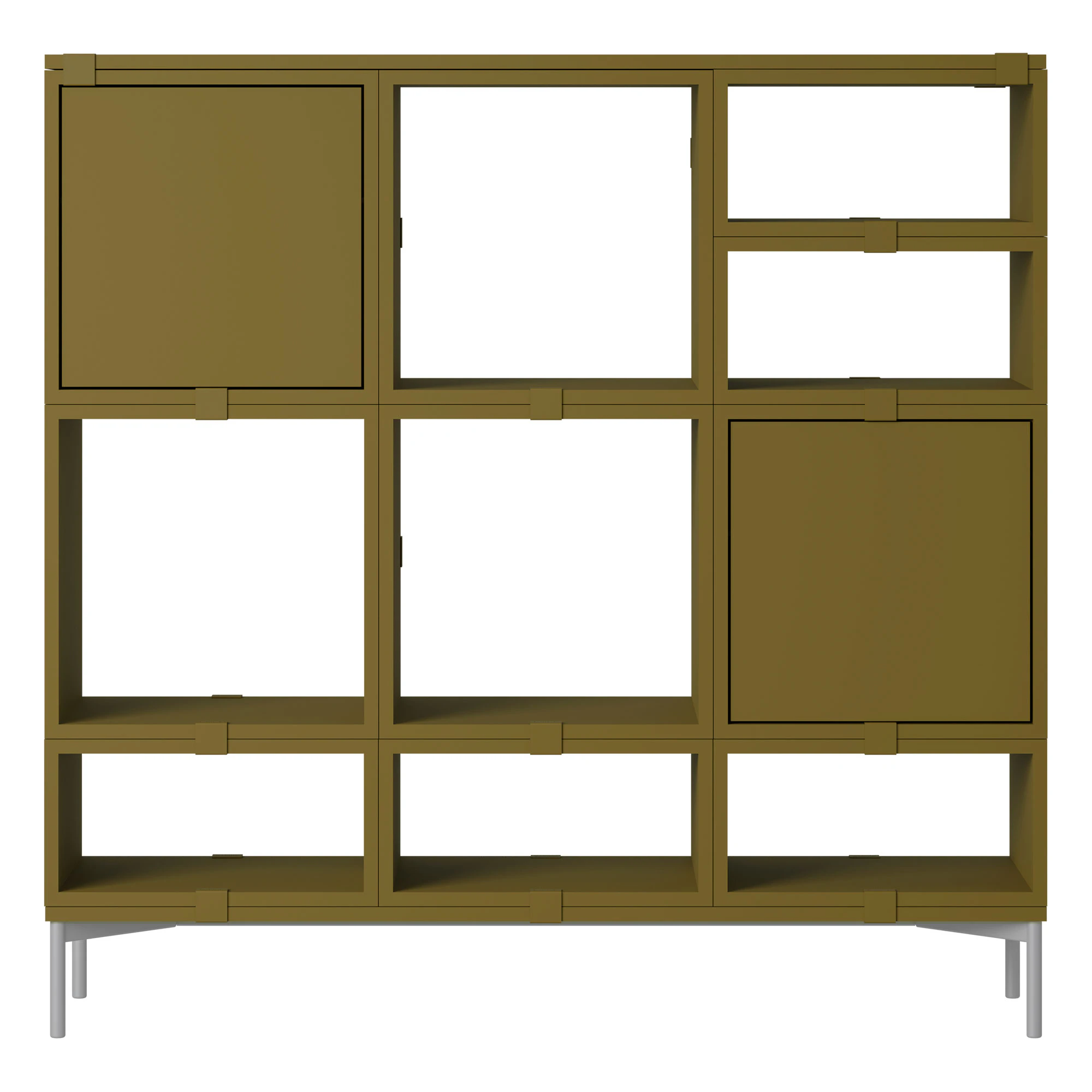 Muuto Stacked Configuration 3 Förvaring Hylla Mörkgrön - Bokhyllor Pu-lackerad Mdf Brungrön