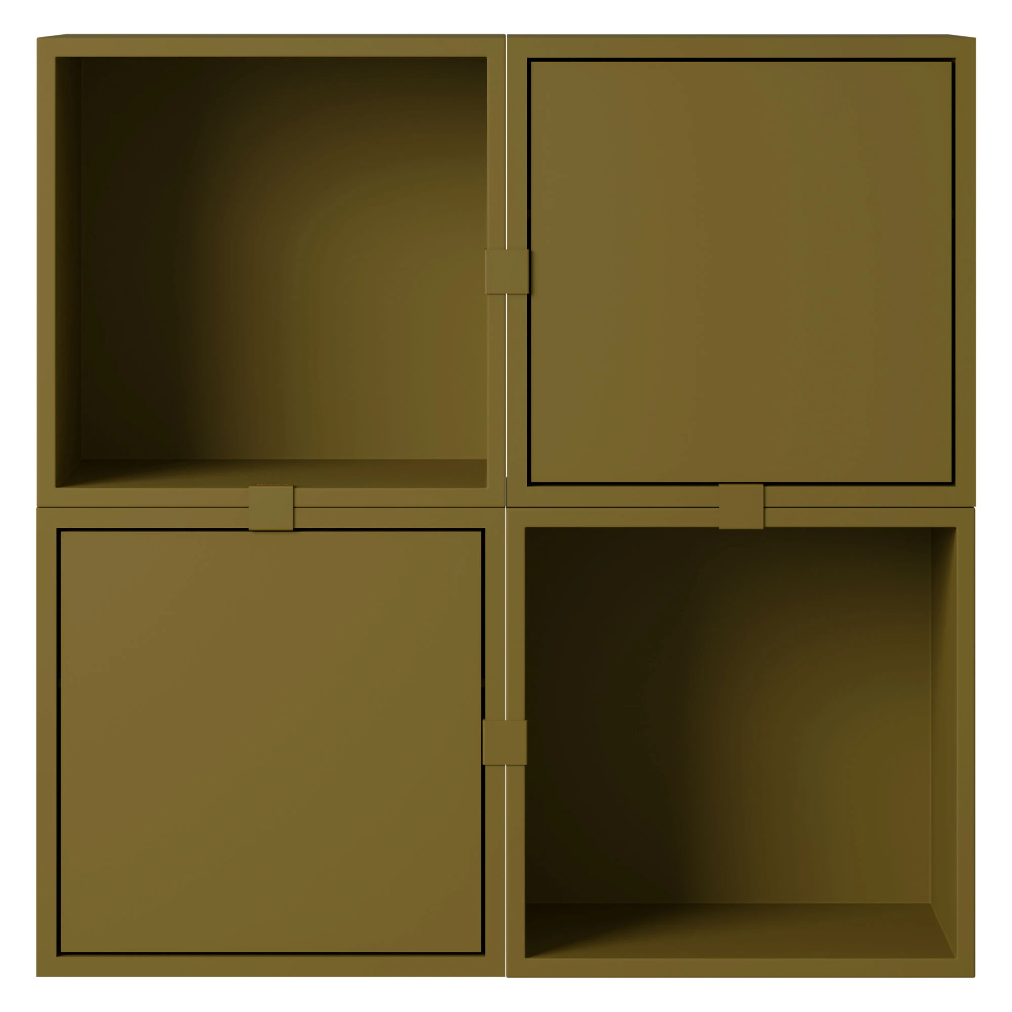 Muuto Stacked Configuration 4 Väggförvaring Mörkgrön - Bokhyllor Pu-lackerad Mdf Brungrön