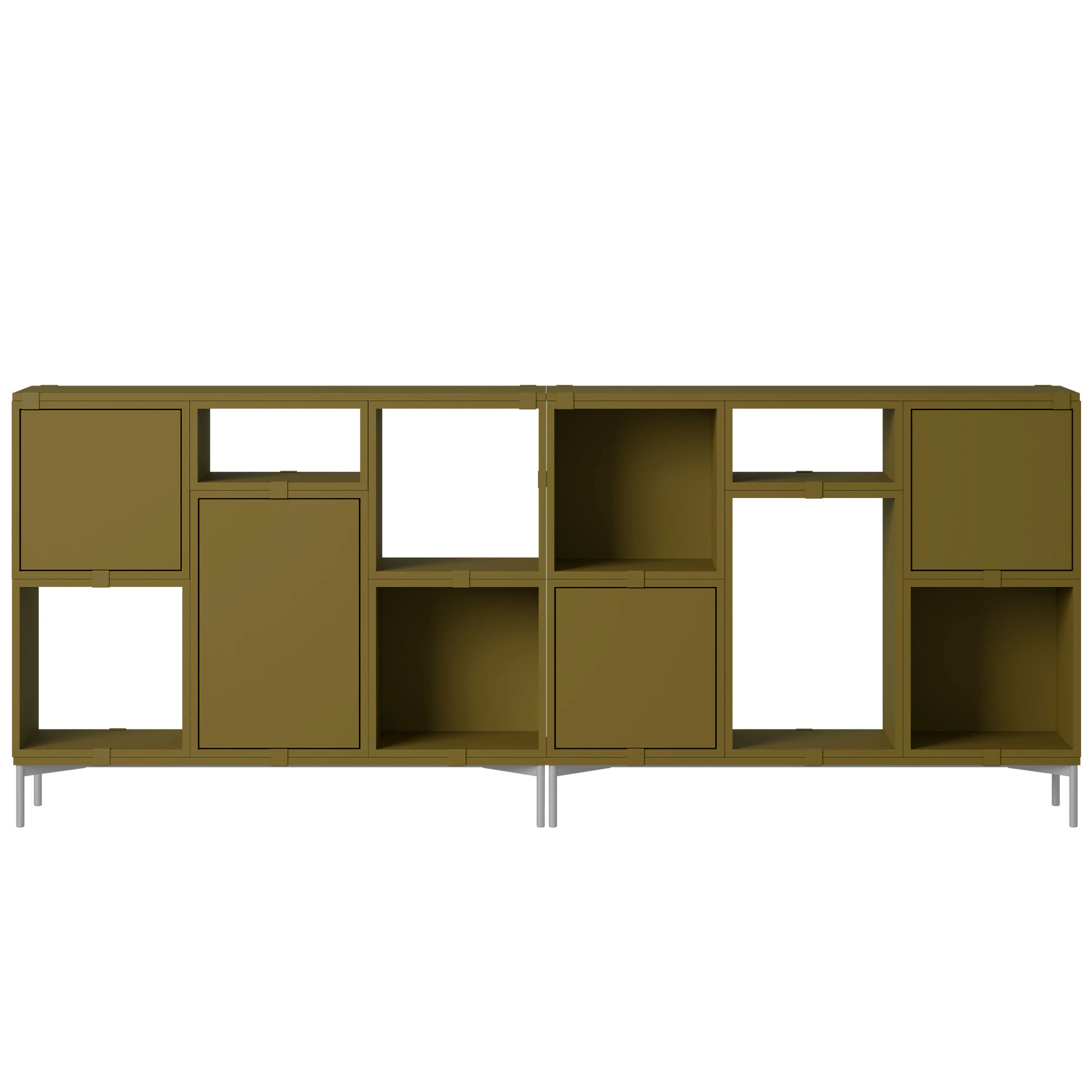 Muuto Stacked Configuration 3 Kontorshylla Mörkgrön - Bokhyllor Pu-lackerad Mdf Brungrön