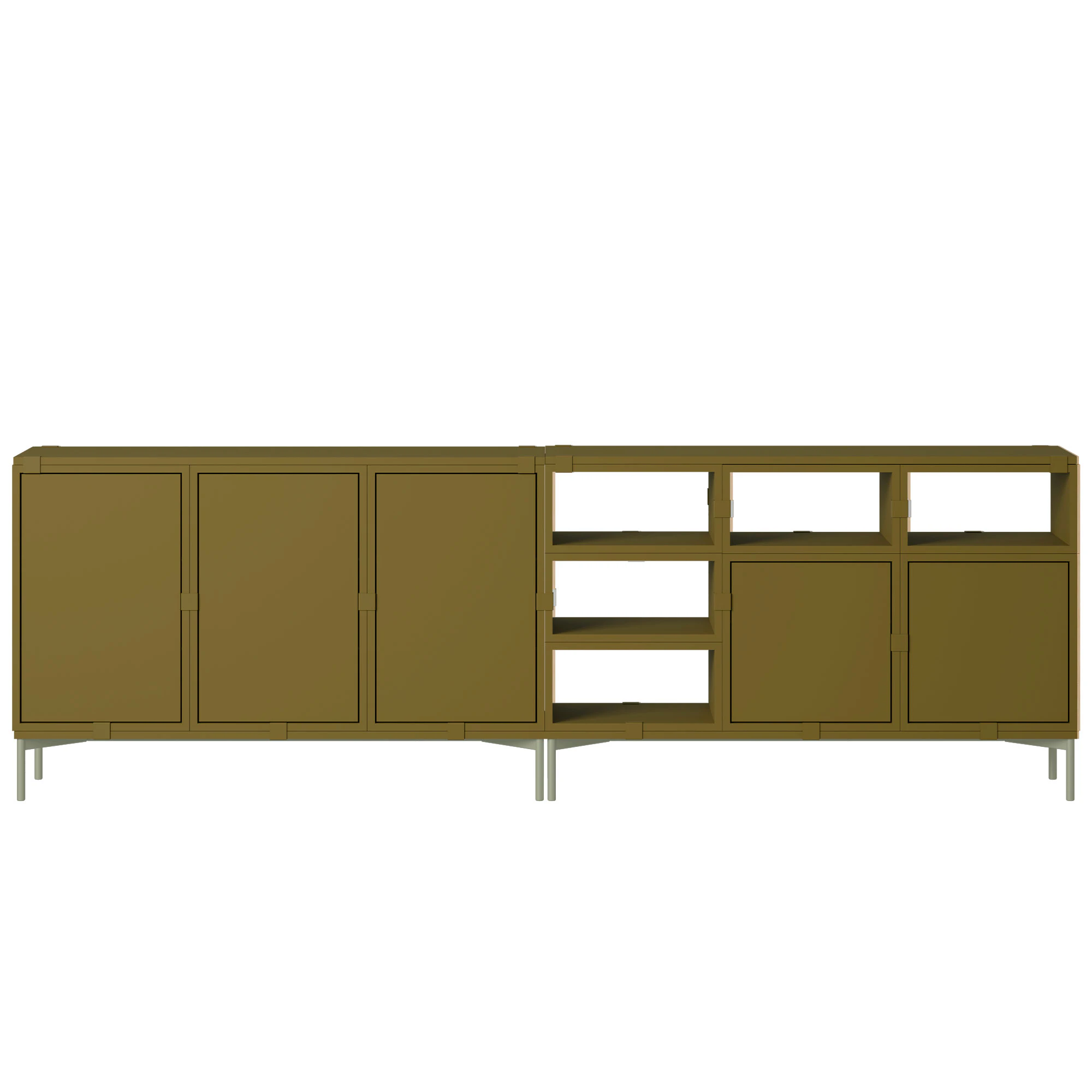 Muuto Stacked Configuration 2 Sk&auml;nk M&ouml;rkgr&ouml;n - Sidobord & Avlastningsbord Pu-lackerad Mdf Brungr&ouml;n