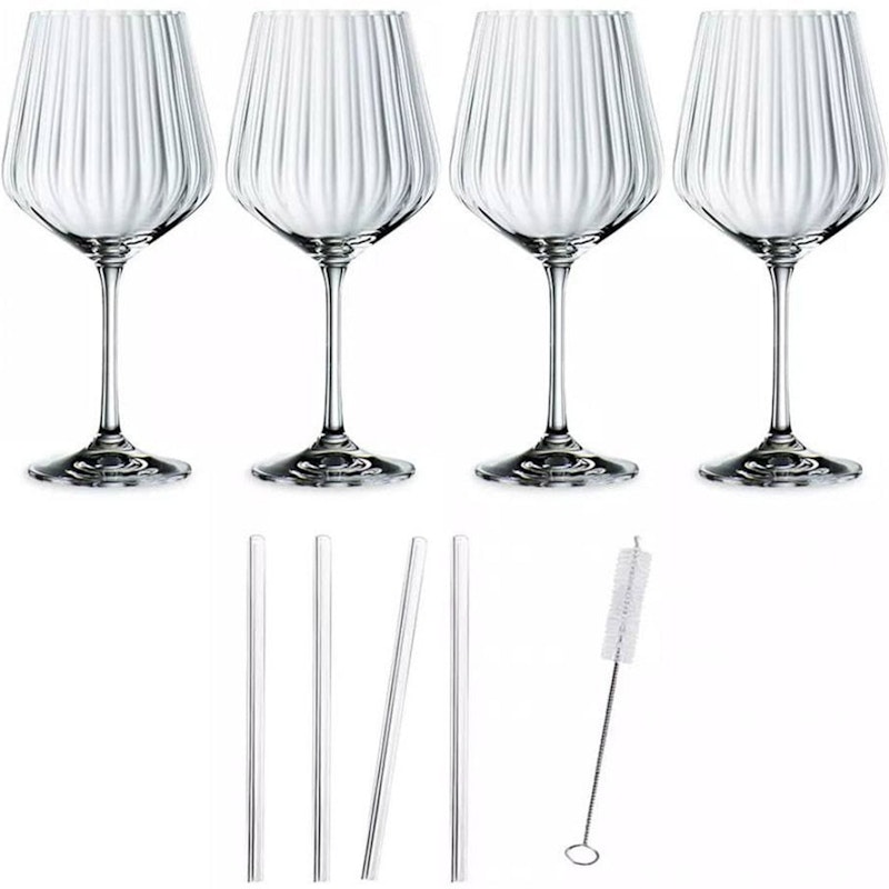 Feel Good Drinkglas Med Sugrör 4-pack