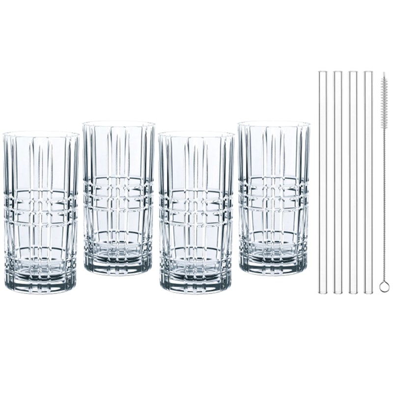 Feel Good Longdrinkglas Med Sugrör 44,5 cl 4-pack