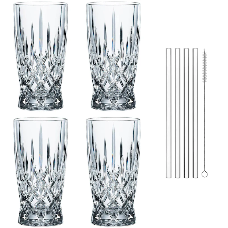 Noblesse Latte Macchiato Glas Med Sugrör 4-pack