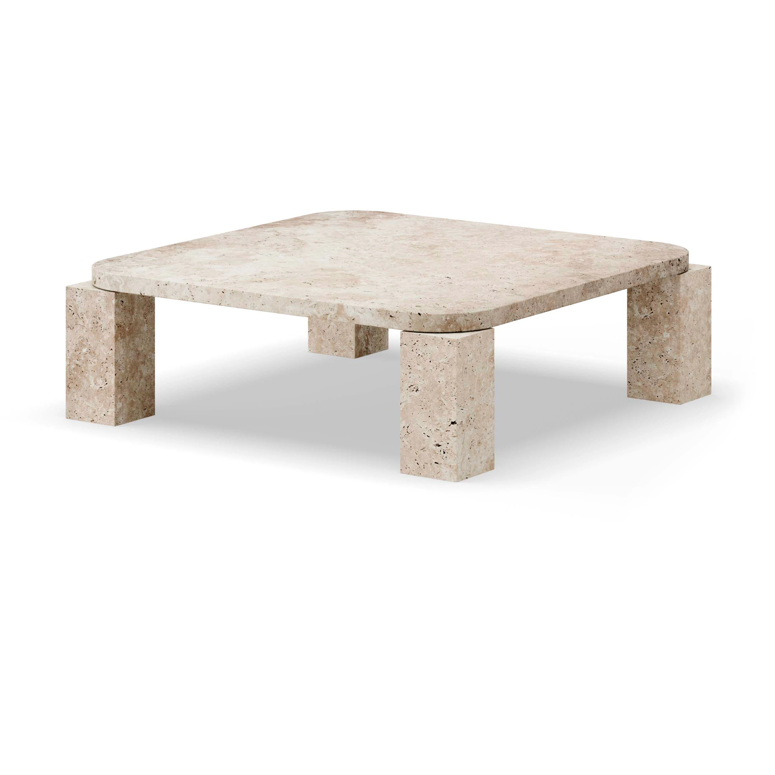 New Works Atlas Soffbord 82x82 Cm - Soffbord Travertin Unfilled Travertine