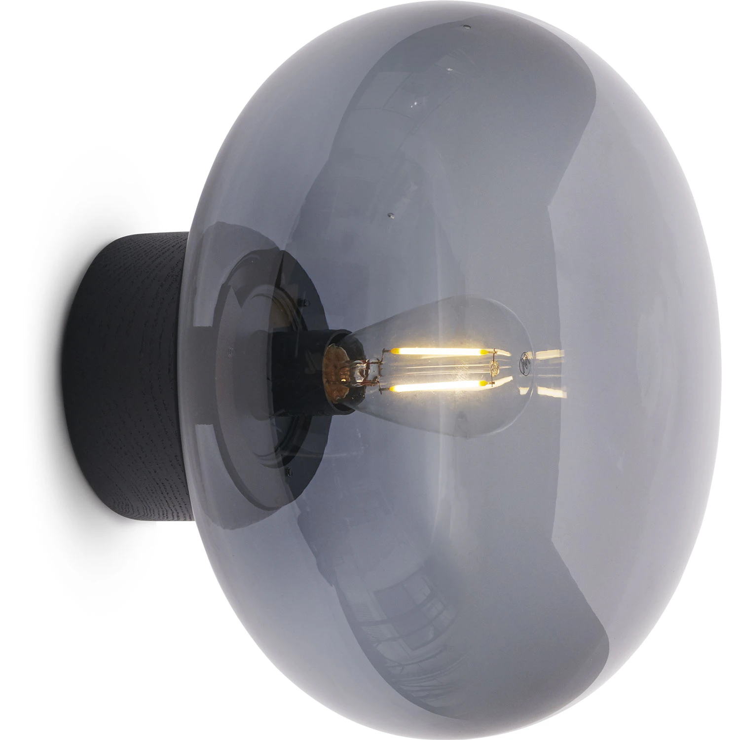 New Works Karl-johan Vägglampa betsad Ek/rökt - Vägglampor Glas Svart