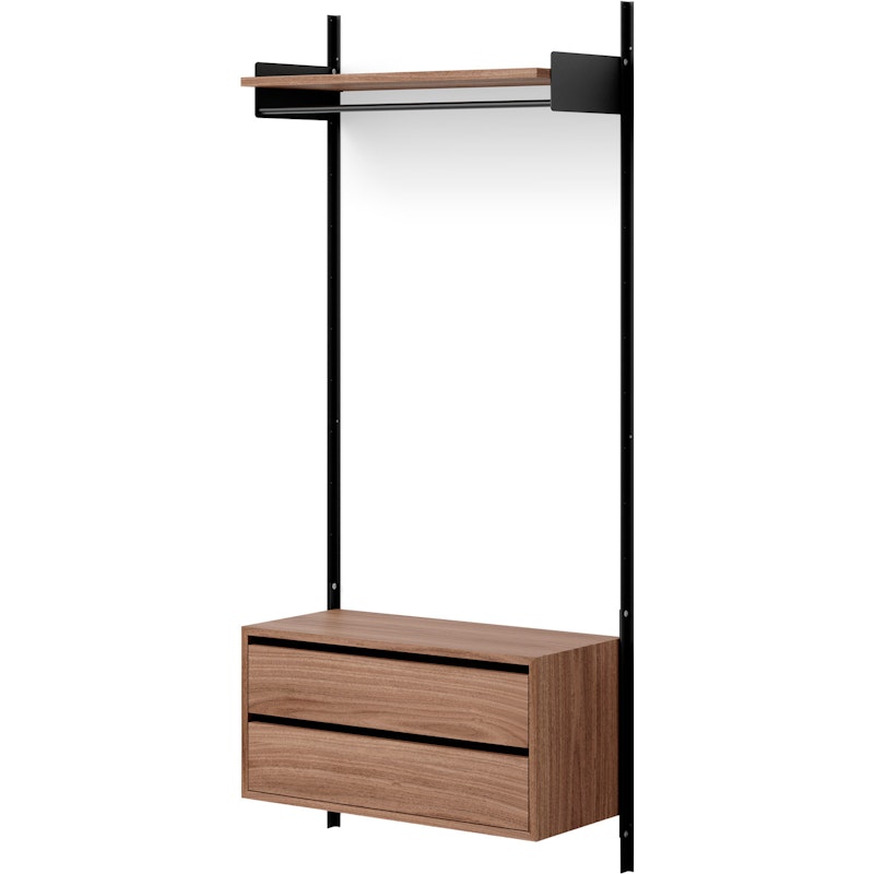 Wardrobe Vägghylla 1 Skåp Med Lådor, Valnöt