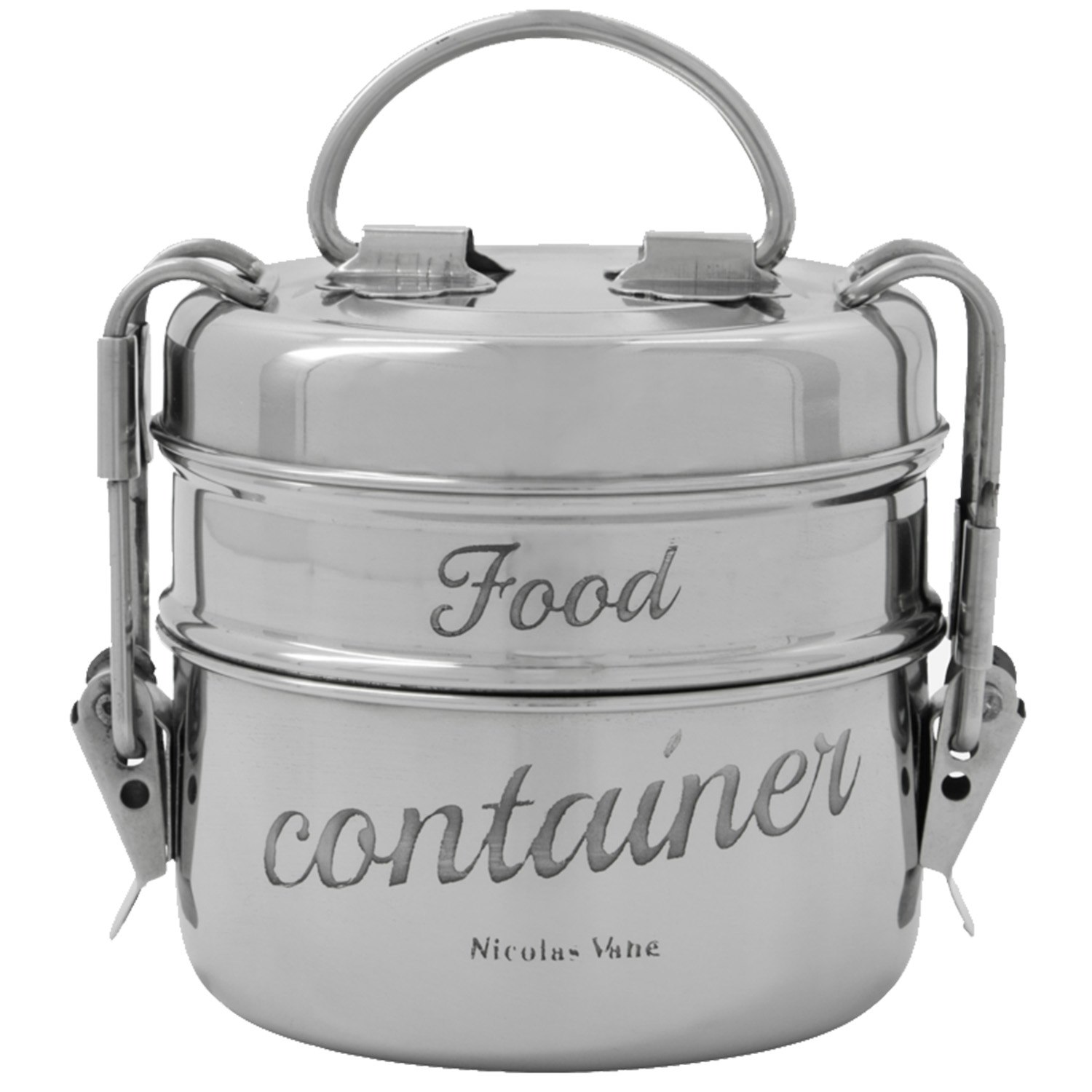 Nicolas Vah&eacute; Matl&aring;da Med Tv&aring; Delar &Oslash;10 Cm - F&ouml;rvaringsburkar & lock Rostfritt St&aring;l Silver