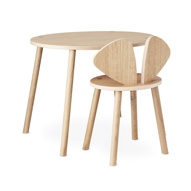 Mouse School Set Barnstol + Bord (6-10 år), Ek