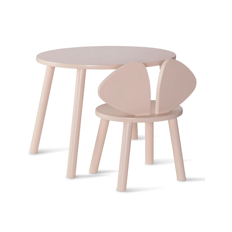 Mouse Set Barnstol + Bord (6-10 år), Rosa