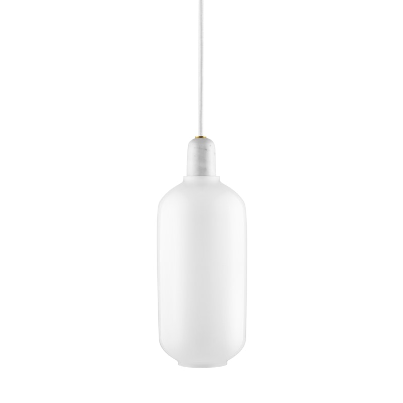 Amp Pendel Stor, Vit/Vit Marmor