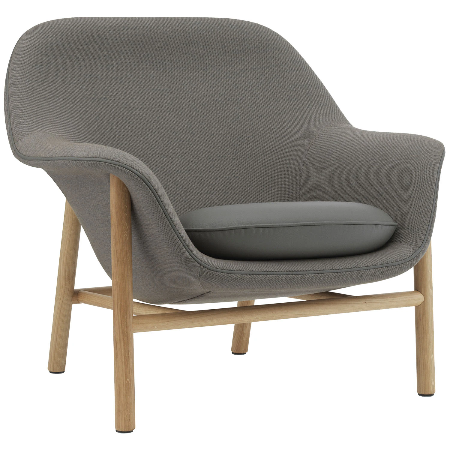 Normann Copenhagen Drape Low F&aring;t&ouml;lj Steelcut Trio 253 / Ultra Leather 41599 / Ek - Textil Gr&aring;