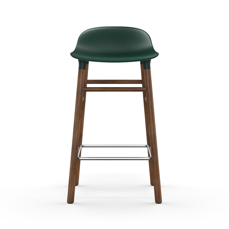 Form Barstol Valnötsben, 65cm, Grön