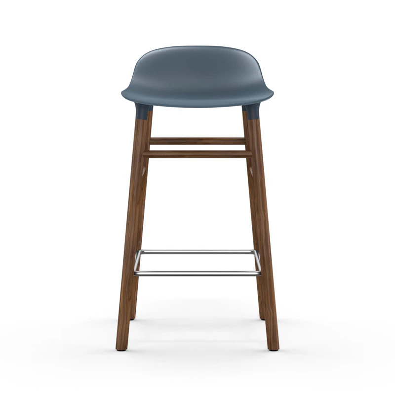 Form Barstol Valnötsben, 65cm, Blå