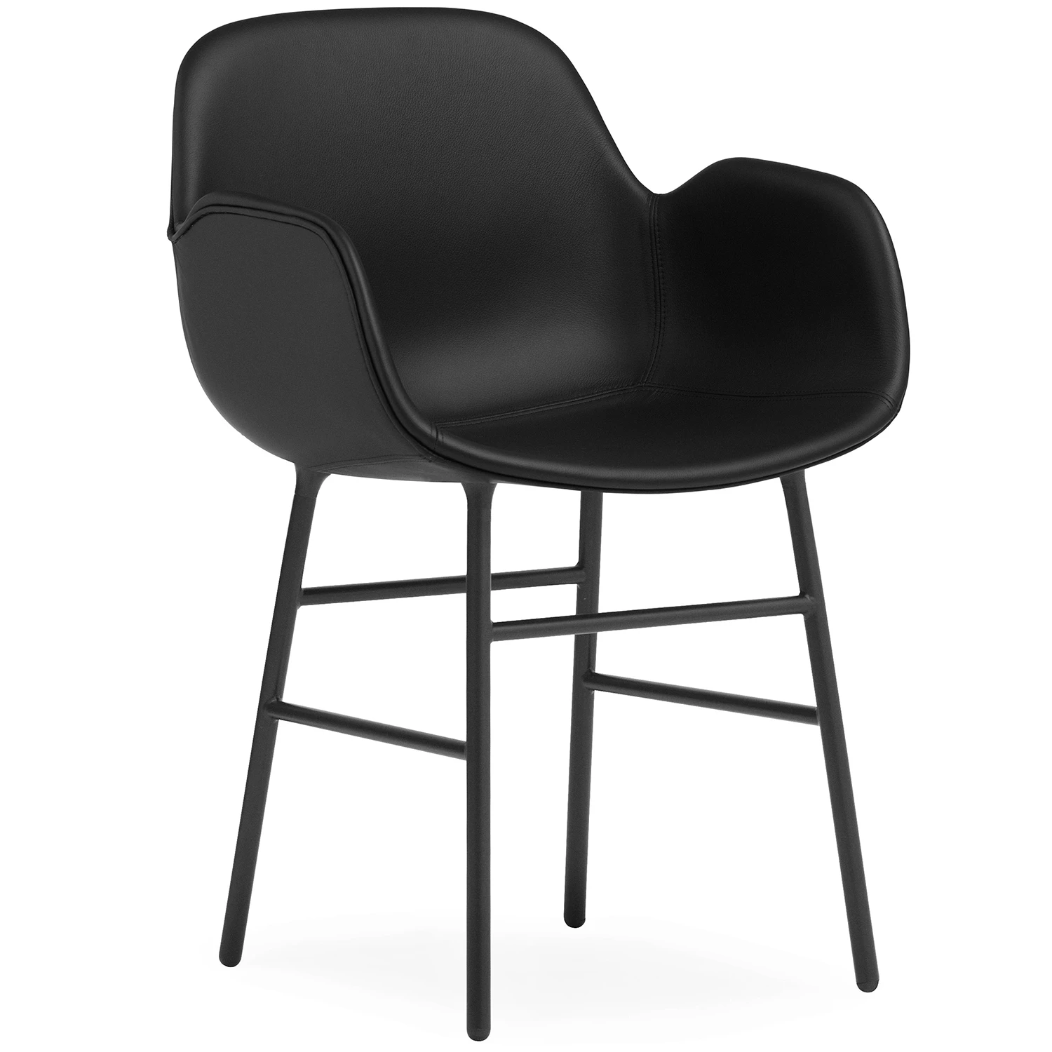 Normann Copenhagen Form Karmstol Ultra Leather 41599 / St&aring;l - Stolar L&auml;der Svart