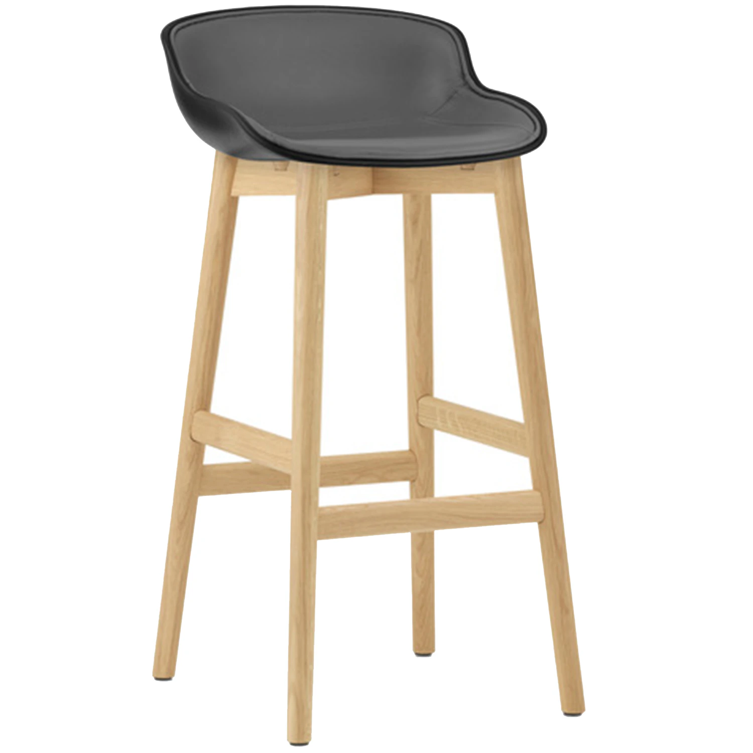 Normann Copenhagen Hyg Barstol 75 Cm Kl&auml;dd Framsida / Ek - Barstolar L&auml;der Svart