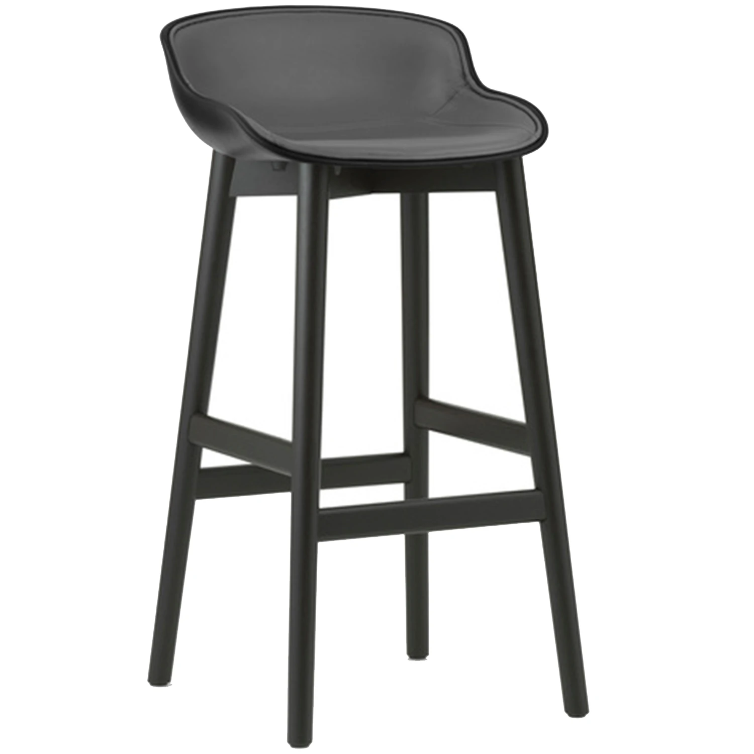 Normann Copenhagen Hyg Barstol 75 Cm Kl&auml;dd Framsida / Ek - Barstolar L&auml;der Svart