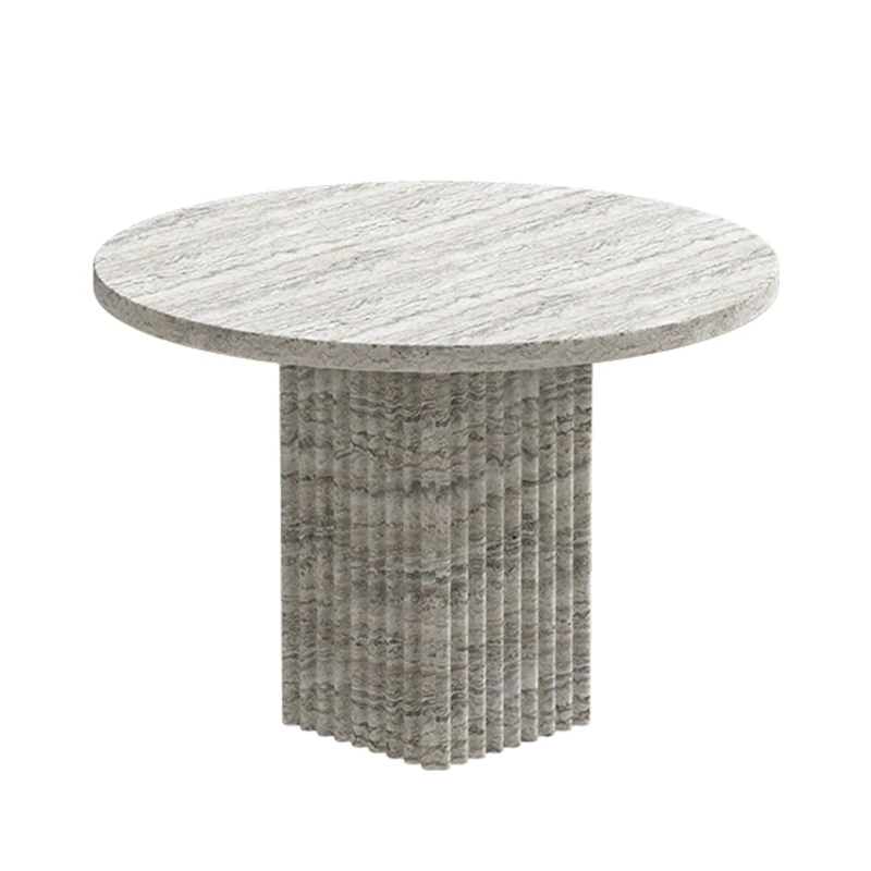 Soho Soffbord Ø50 cm, Silver Travertine
