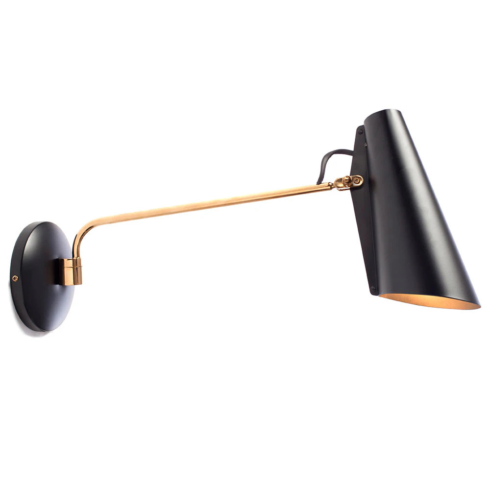 Northern Birdy Swing Vägglampa Black/brass - Vägglampor Stål Svart