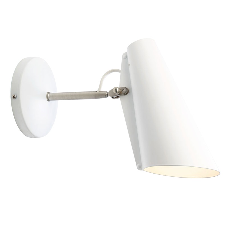 Birdy Vägglampa Kort Arm, White/Metallic