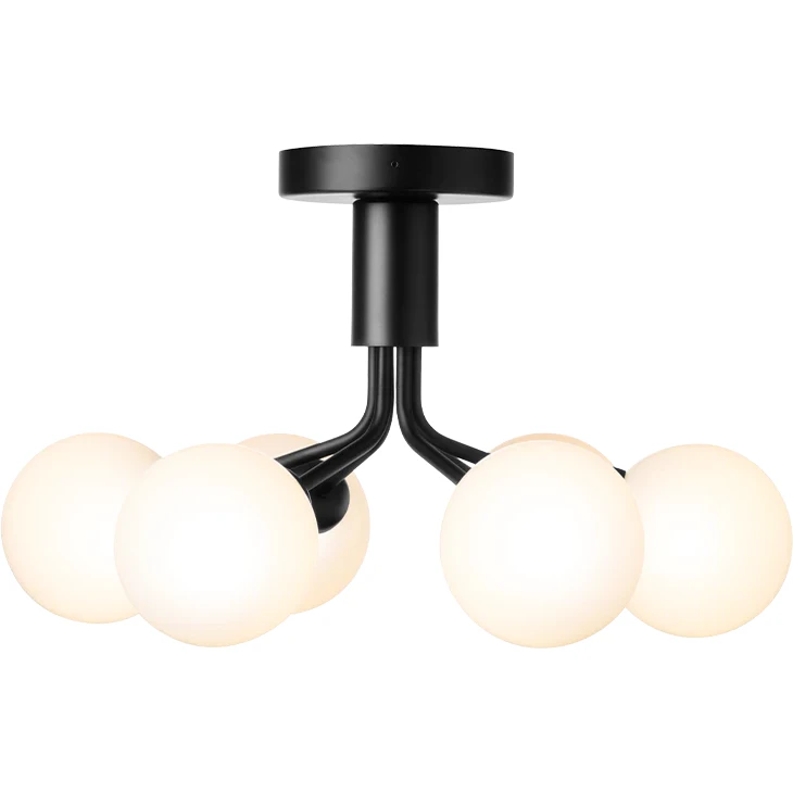 Nuura Apiales 6 Plafond Satin Black / - Plafonder Glas Opal