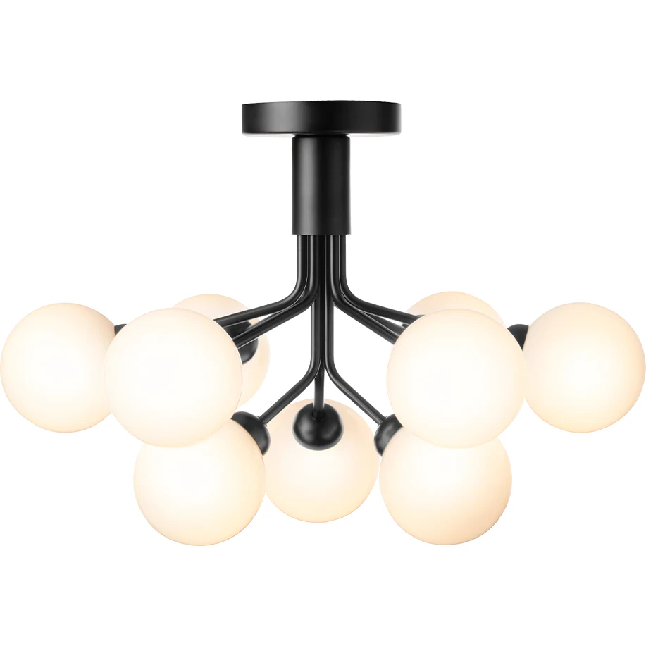 Nuura Apiales 9 Plafond Satin Black / - Plafonder Glas Opal