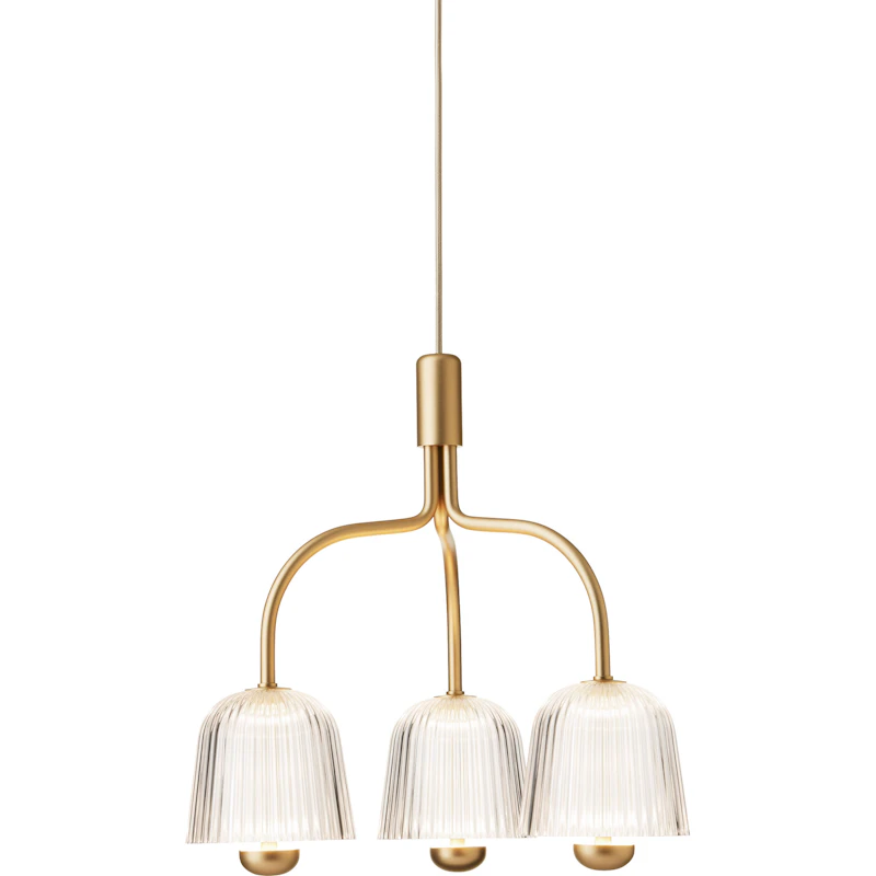 Asteea 3 Ljuskrona, Satin Brass / Klar
