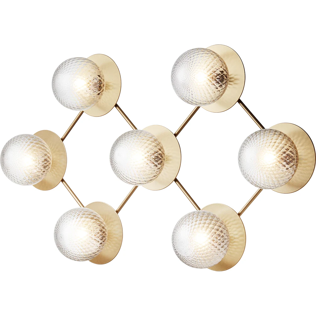 Nuura Liila 7 V&auml;gg-/taklampa Nordic Gold / - V&auml;gglampor Glas Klar