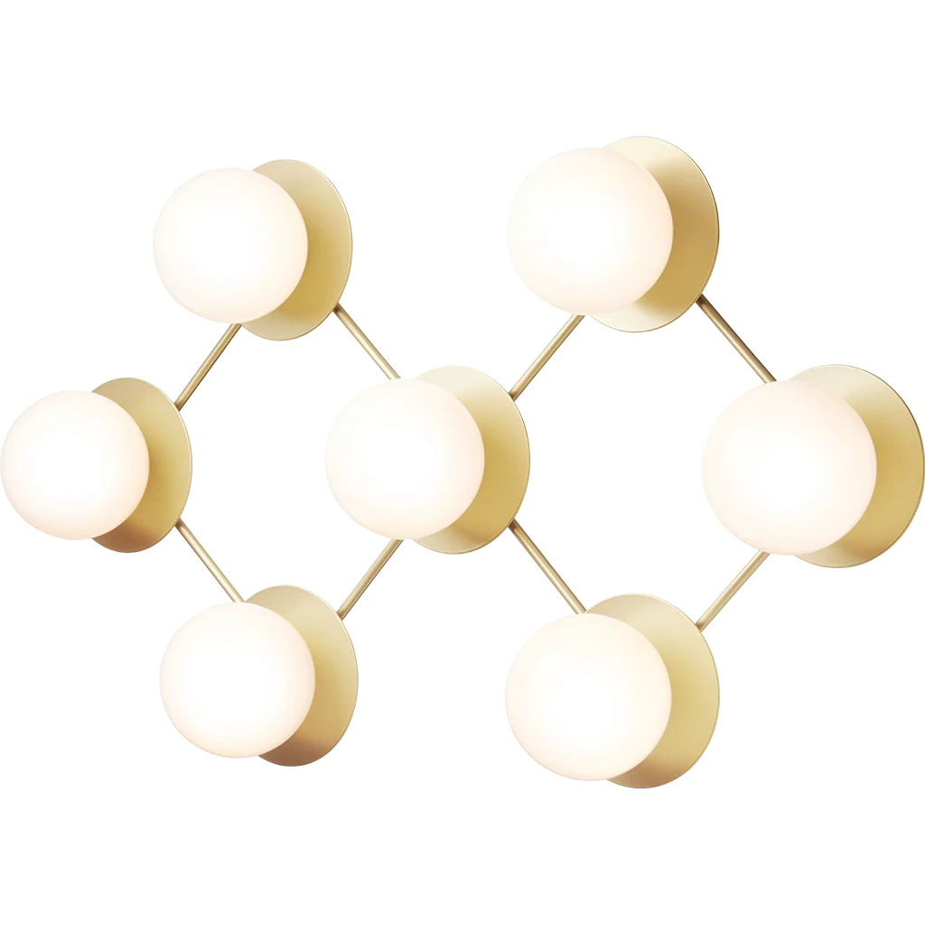 Nuura Liila 7 V&auml;gg-/taklampa Nordic Gold / - V&auml;gglampor Glas Opal