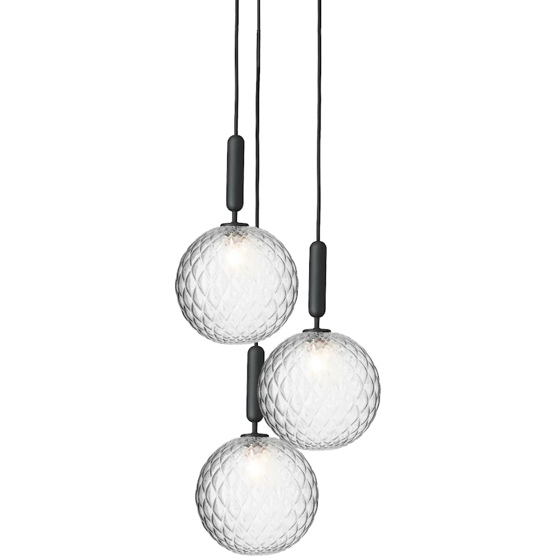 Miira 3 Ljuskrona 370 mm, Rock Grey / Klar