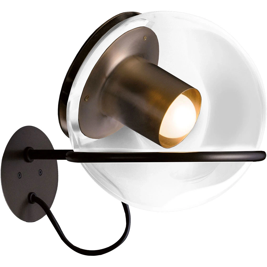 Oluce The Globe 727 V&auml;gglampa / Anodiserat Brons - V&auml;gglampor Metall Satin Gold