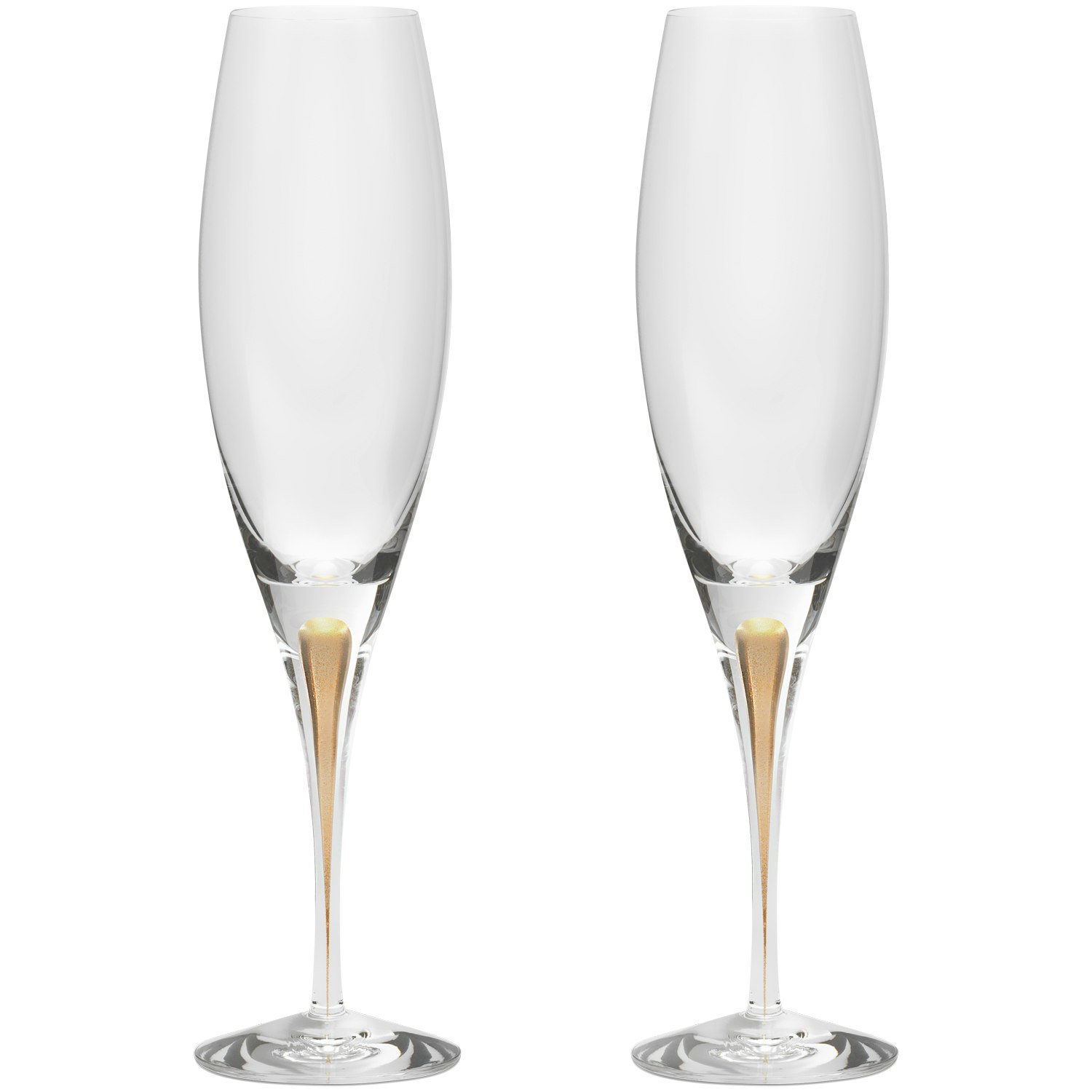 Orrefors Intermezzo Champagneglas 2-pack 26 Cl - Vinglas Munbl&aring;st Kristallglas Guld
