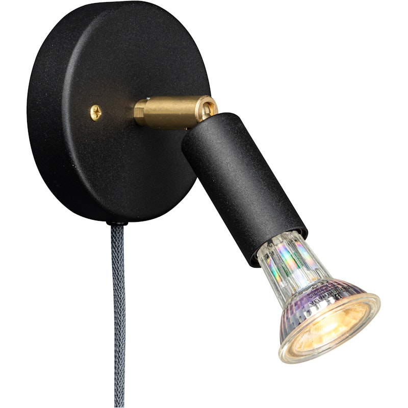 Star 1 Vägglampa Med Kabel, Svart